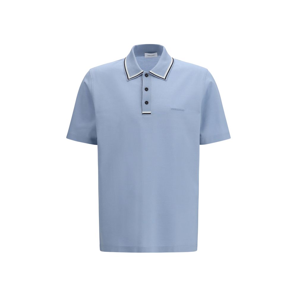 Blue Cotton Polo Shirt Ferragamo
