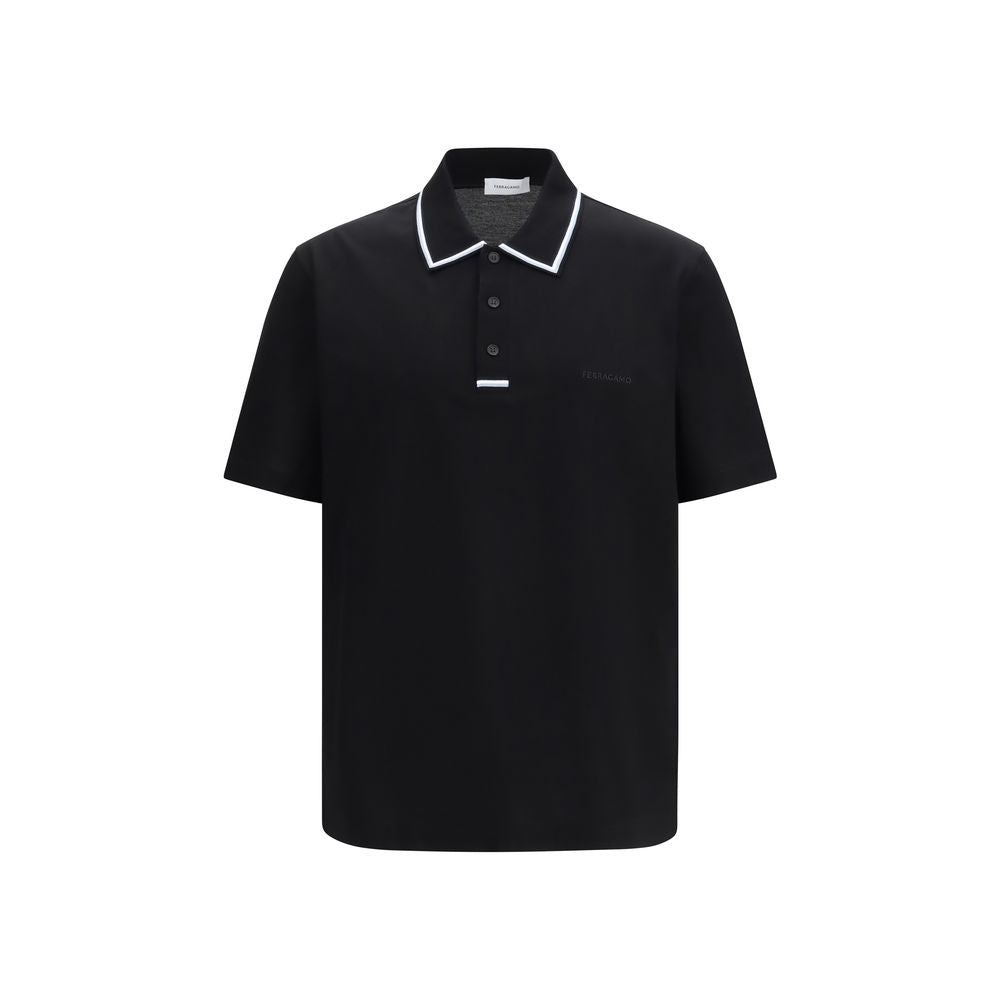 Black Cotton Polo Shirt Ferragamo
