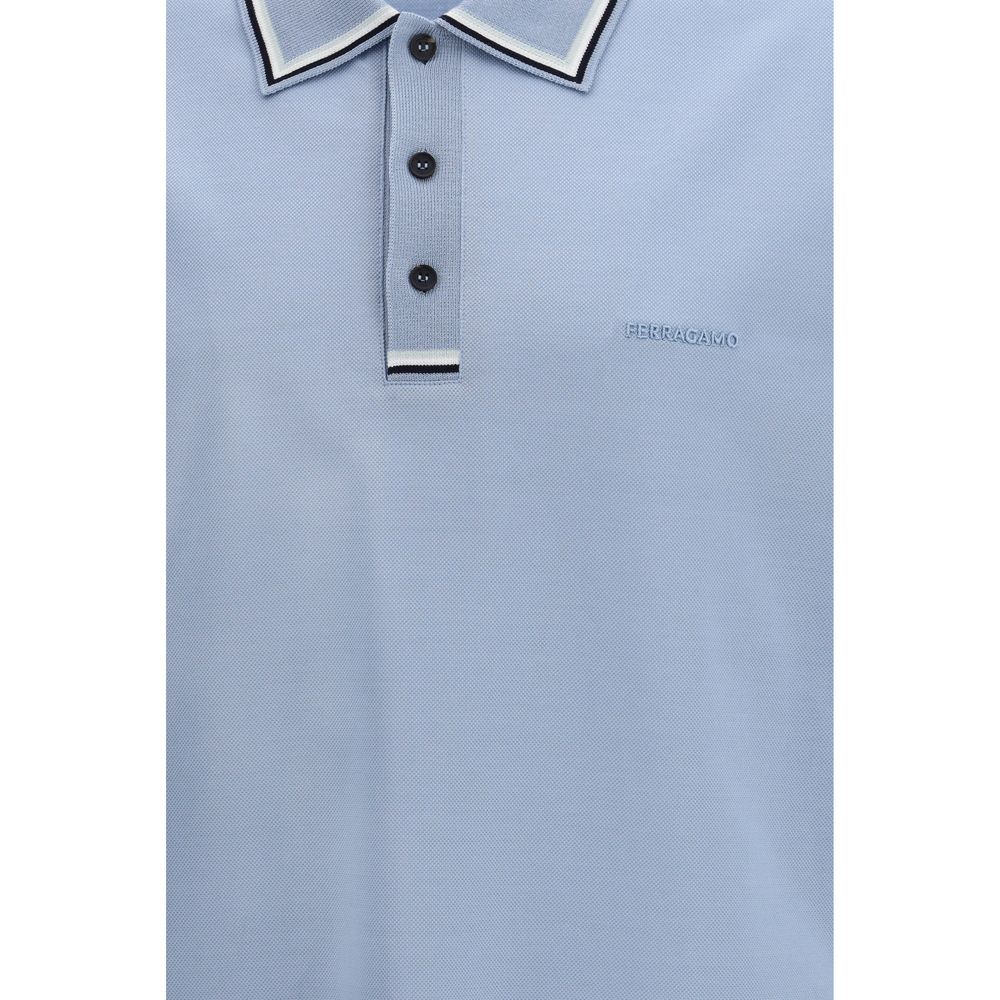 Blue Cotton Polo Shirt Ferragamo