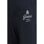 Blue Cotton Casual Pants