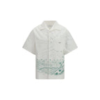 White Cotton Pattern Shirt Prada