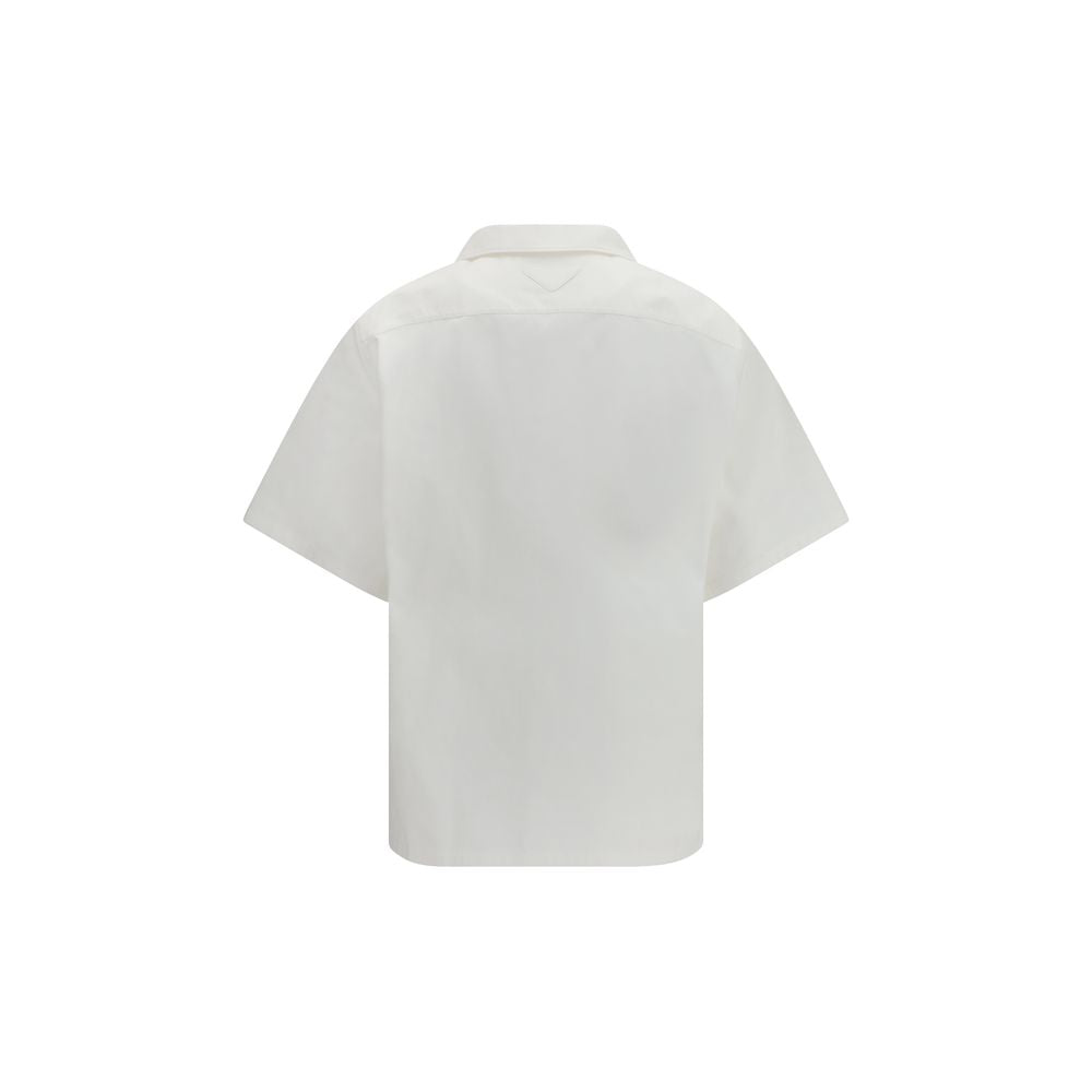 White Cotton Pattern Shirt Prada