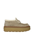 Beige Leather Platform Loafers Prada