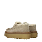 Beige Leather Platform Loafers Prada