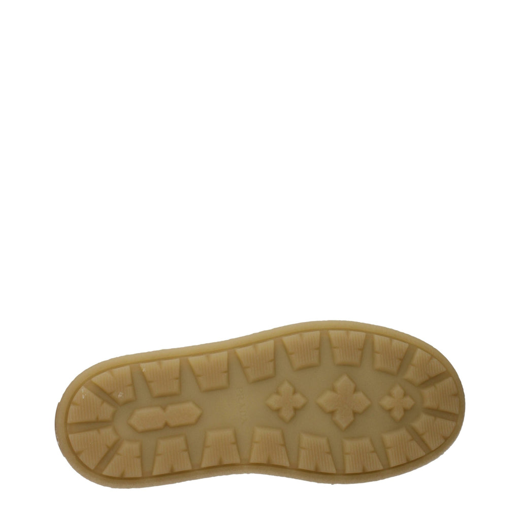 Beige Leather Platform Loafers Prada