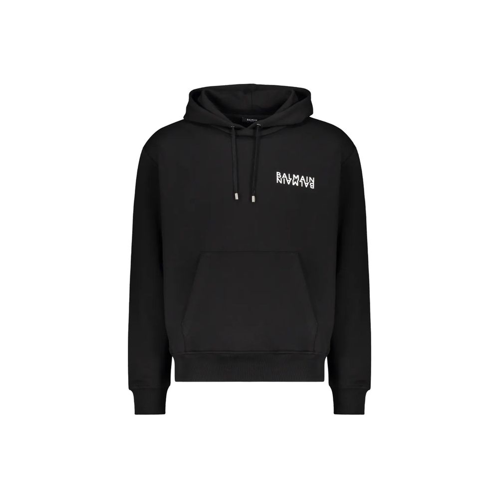 Black Cotton Hoodie Balmain