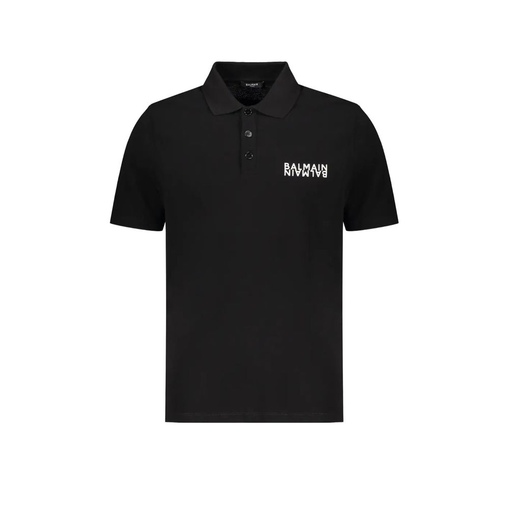 Black Cotton Polo Shirt Balmain