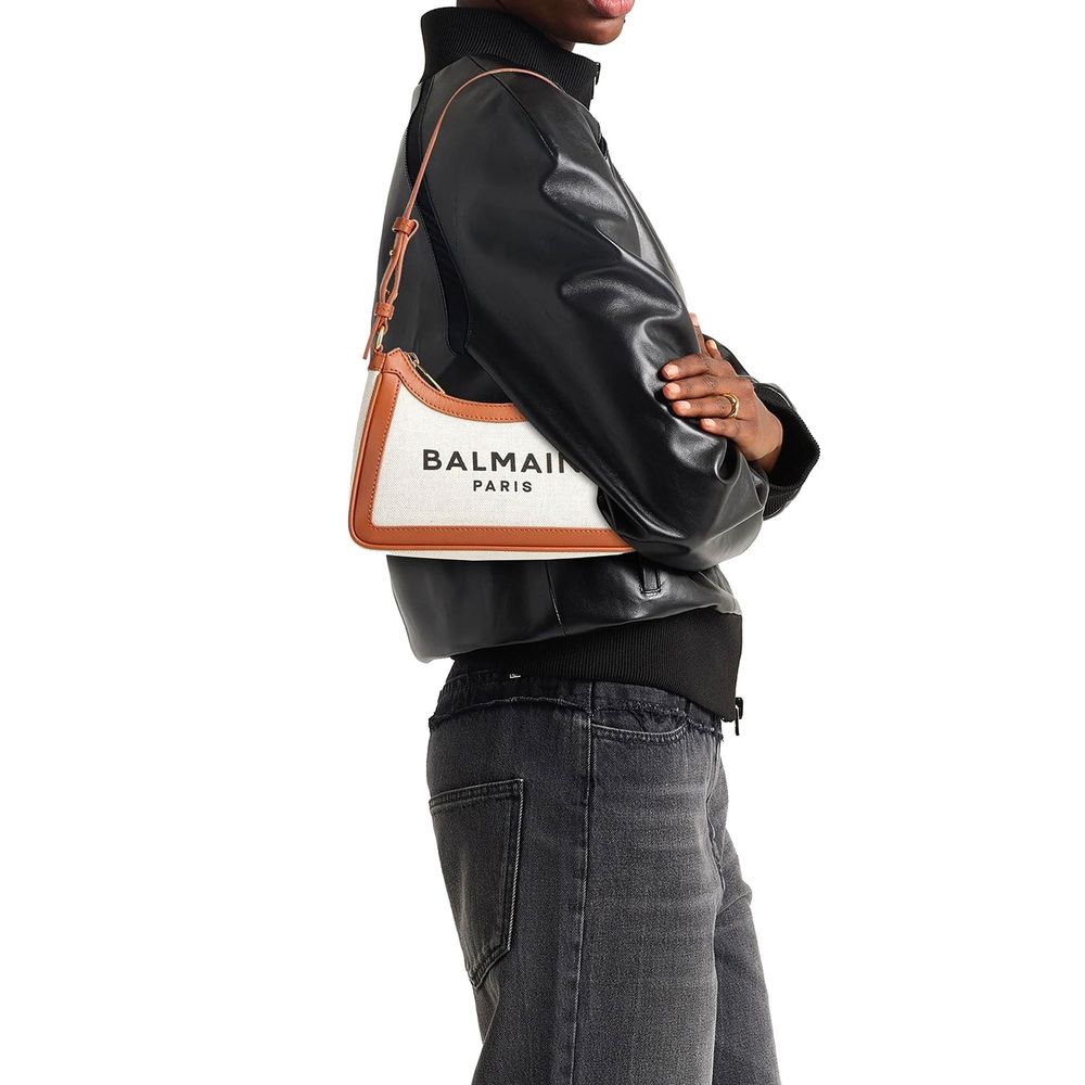 Brown Cotton Shoulder Bag Balmain