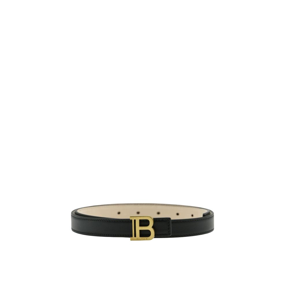 Black Leather Regular Belt Balmain