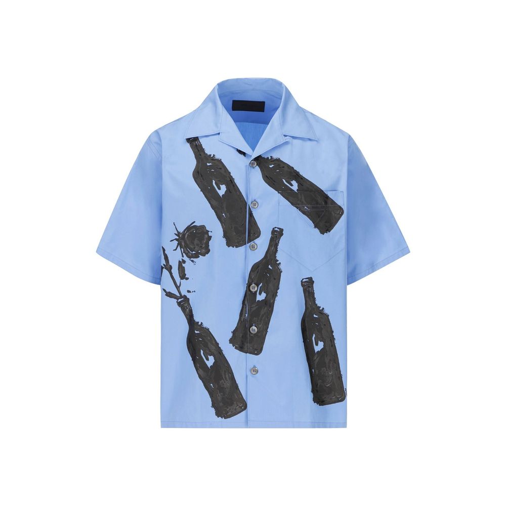 Blue Cotton Pattern Shirt Prada
