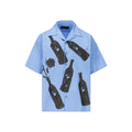 Blue Cotton Pattern Shirt Prada