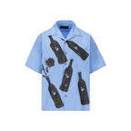 Blue Cotton Pattern Shirt Prada