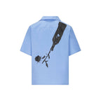 Blue Cotton Pattern Shirt Prada