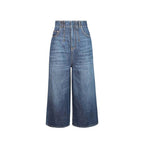 Blue Cotton High-Waisted Jean Dior