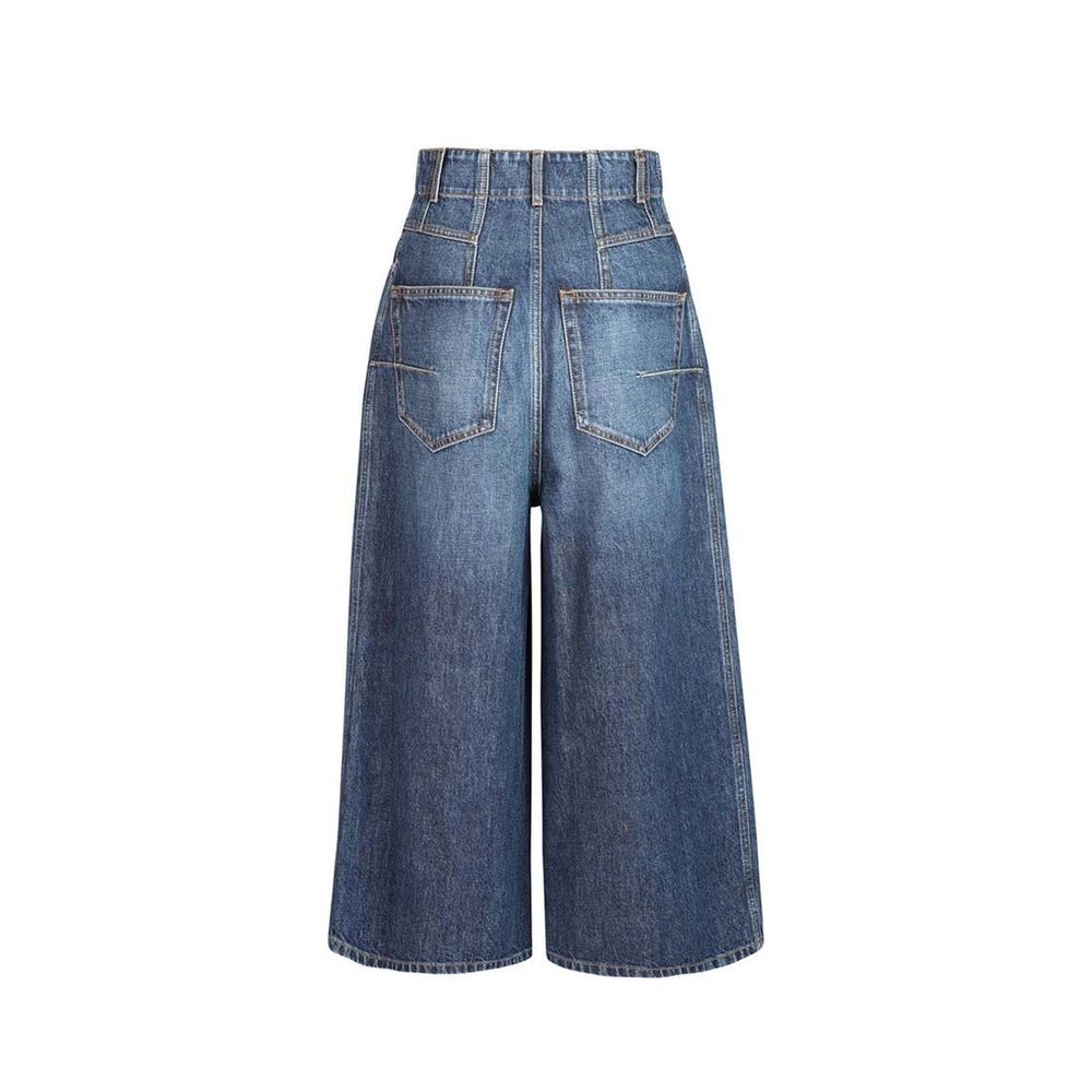 Blue Cotton High-Waisted Jean Dior