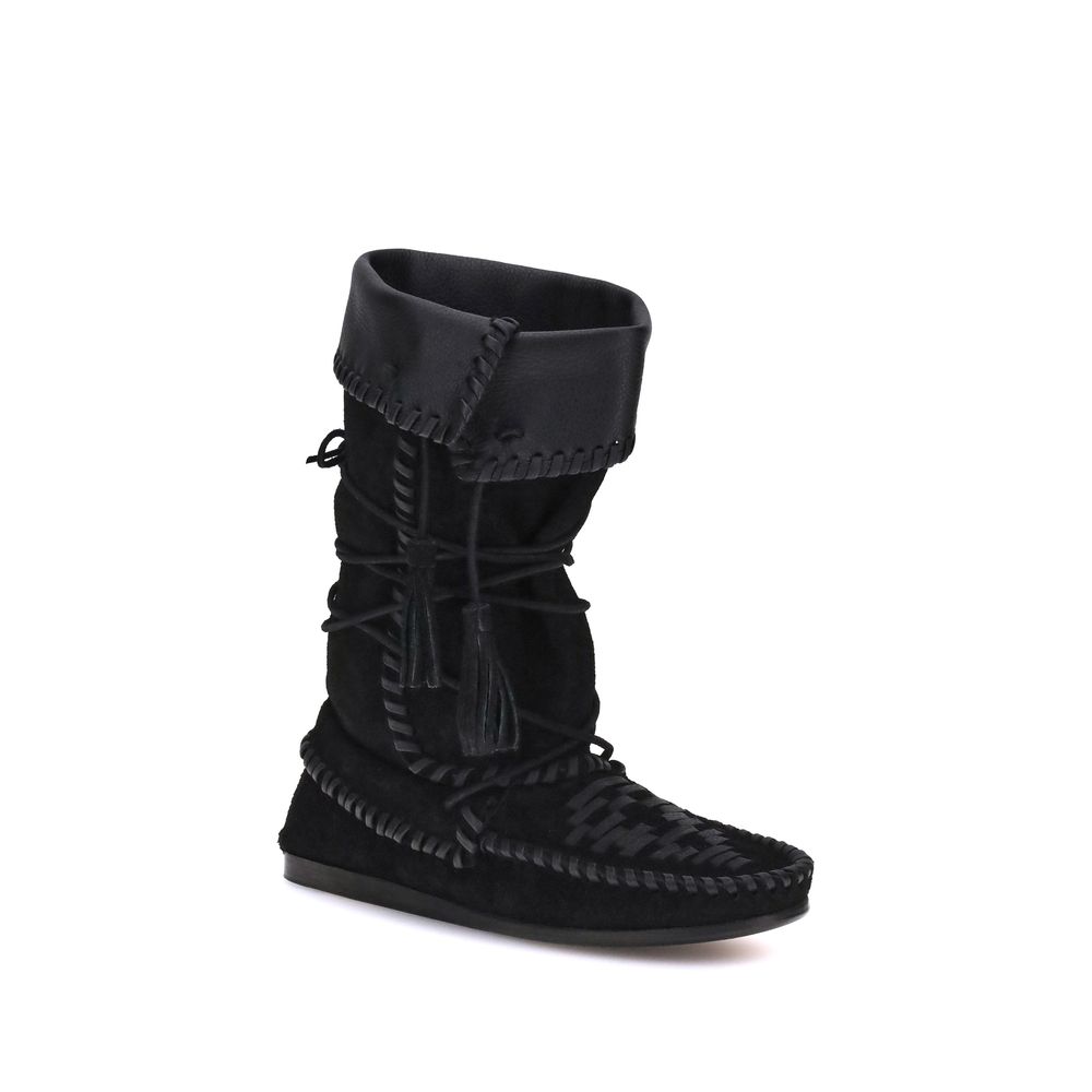 Black Calf Leather Bos Taurus Lace-Up Boots Isabel Marant