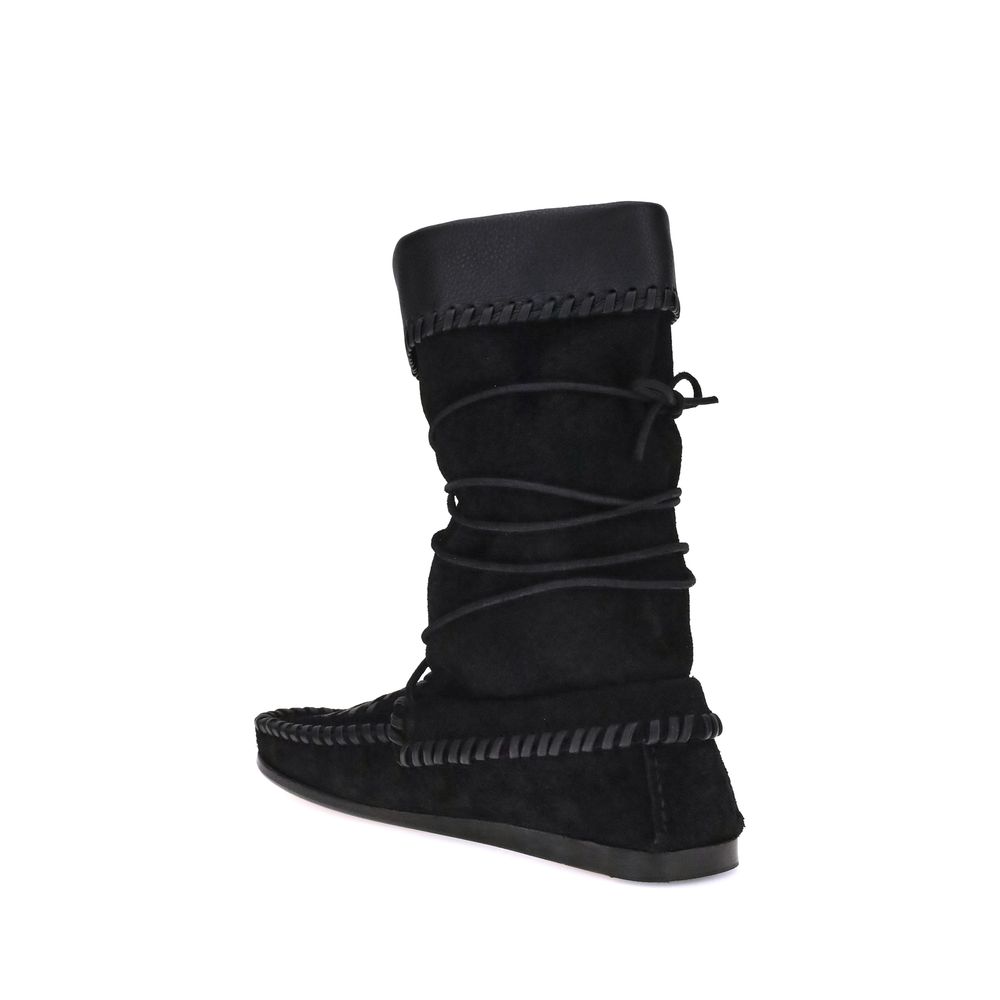 Black Calf Leather Bos Taurus Lace-Up Boots Isabel Marant