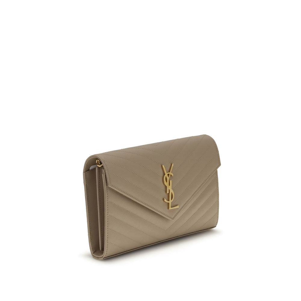 Beige Calf Leather Bos Taurus Shoulder Bag Saint Laurent