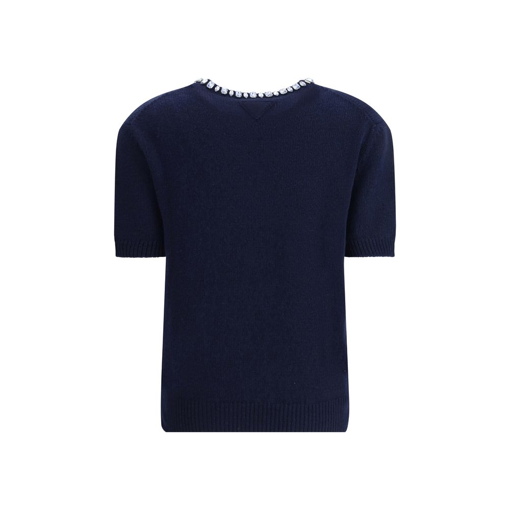 Blue Fleece Wool Sweatshirt Prada