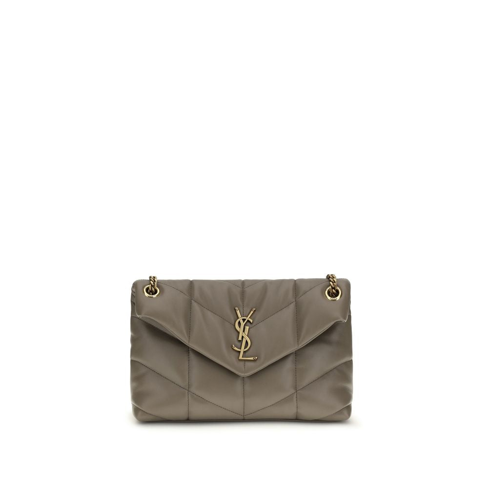 Gray Lamb Leather Shoulder Bag Saint Laurent