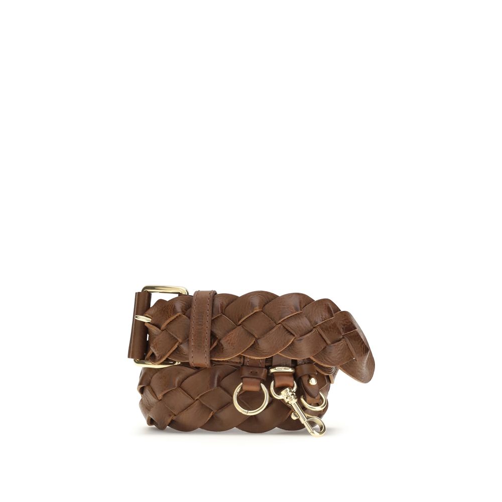Brown Calf Leather Bos Taurus Belt Miu Miu