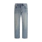 Blue Cotton Straight-Leg Jeans Saint Laurent
