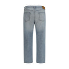 Blue Cotton Straight-Leg Jeans Saint Laurent