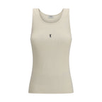 Beige Cotton Tank Tops Saint Laurent