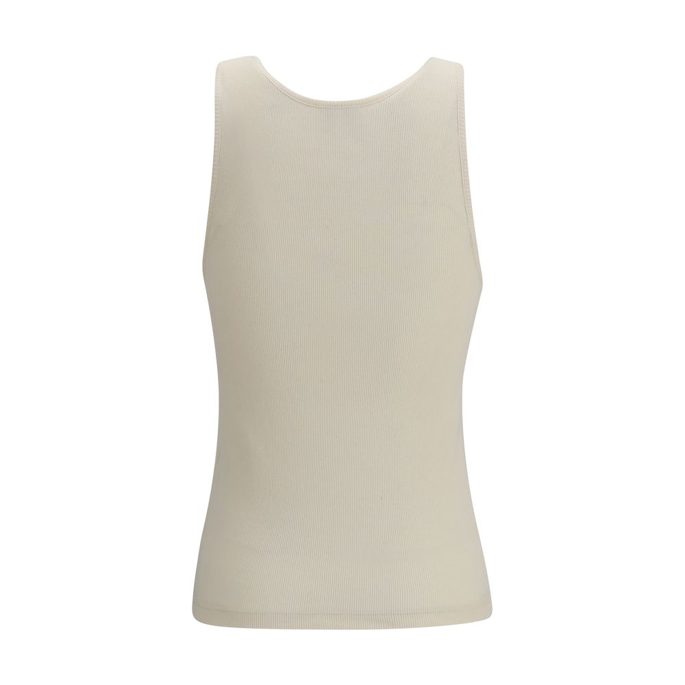 Beige Cotton Tank Tops Saint Laurent