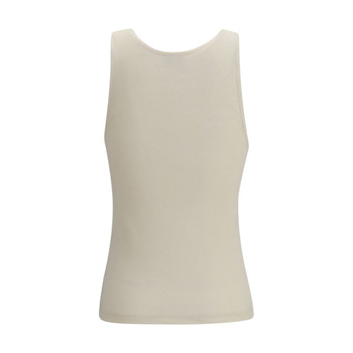 Beige Cotton Tank Tops Saint Laurent