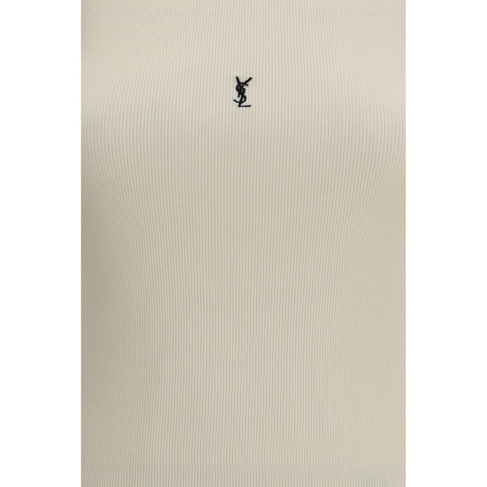 Beige Cotton Tank Tops Saint Laurent