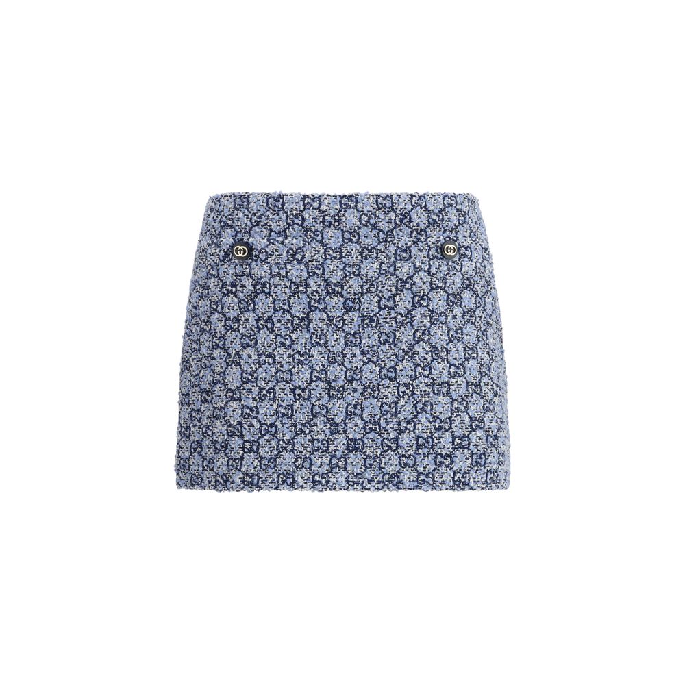 Blue Cotton Mini Skirt Gucci
