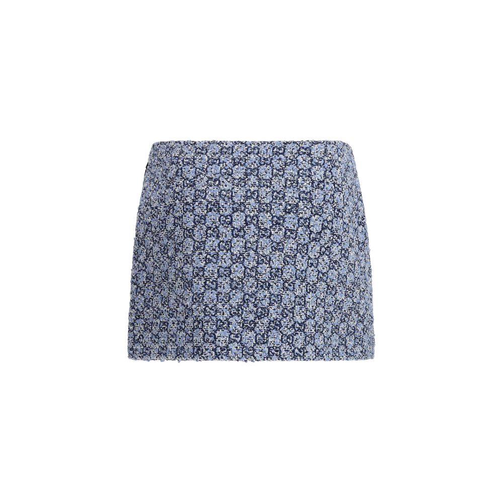 Blue Cotton Mini Skirt Gucci