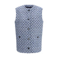Blue Cotton Sleveless Jacket Gucci