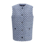 Blue Cotton Sleveless Jacket Gucci
