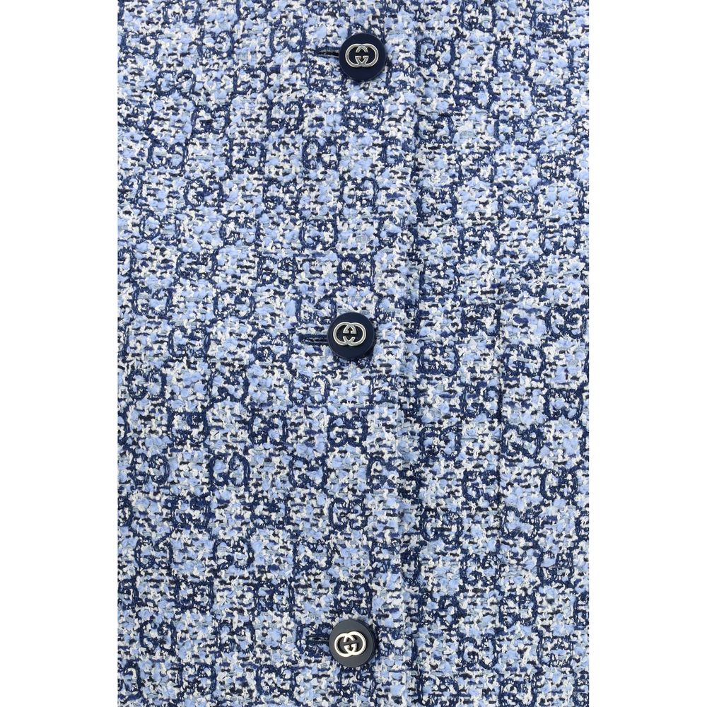 Blue Cotton Sleveless Jacket Gucci