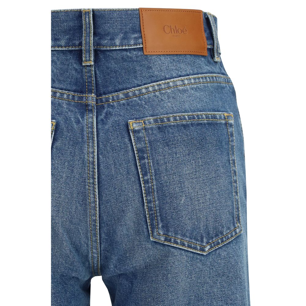 Blue Cotton Flared Jeans Chloé