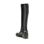 Black Calf Leather Bos Taurus Lace-Up Boots Chloé
