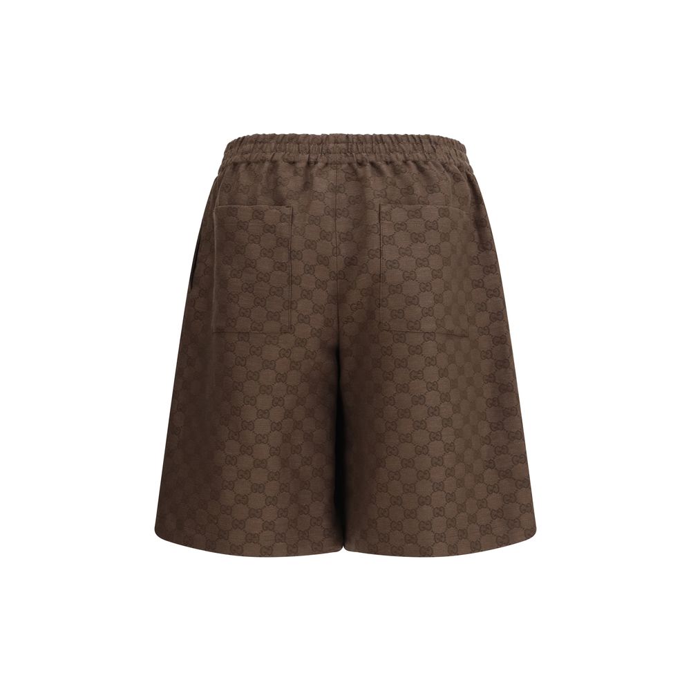 Brown Linen Bermuda Shorts Gucci