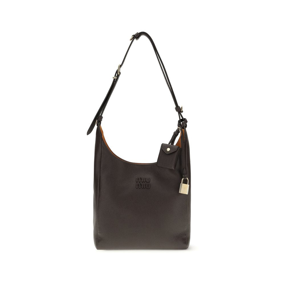 Brown Calf Leather Bos Taurus Shoulder Bag Miu Miu