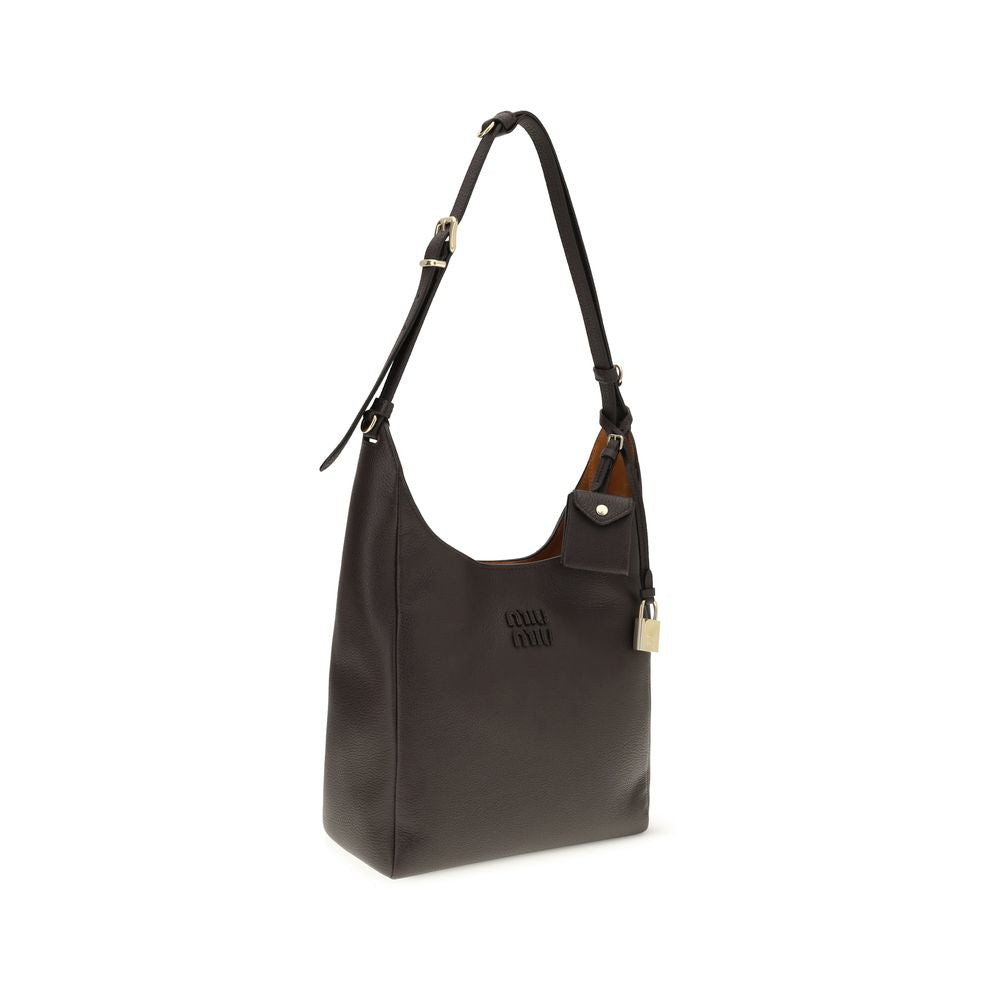 Brown Calf Leather Bos Taurus Shoulder Bag Miu Miu