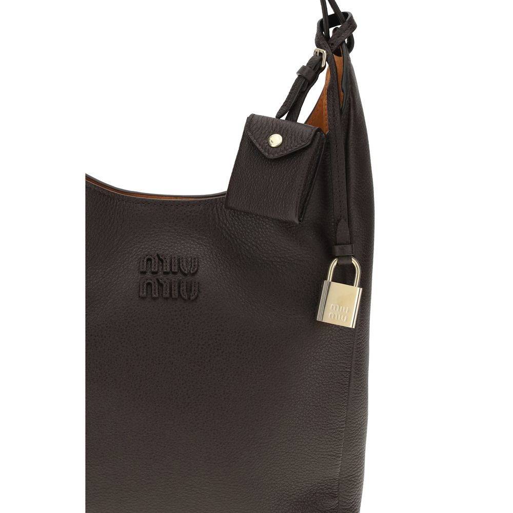 Brown Calf Leather Bos Taurus Shoulder Bag Miu Miu
