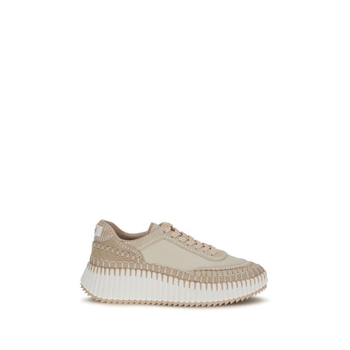 Beige Calf Leather Bos Taurus Chunky Sneakers Chloé