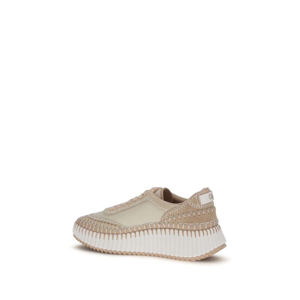 Beige Calf Leather Bos Taurus Chunky Sneakers Chloé
