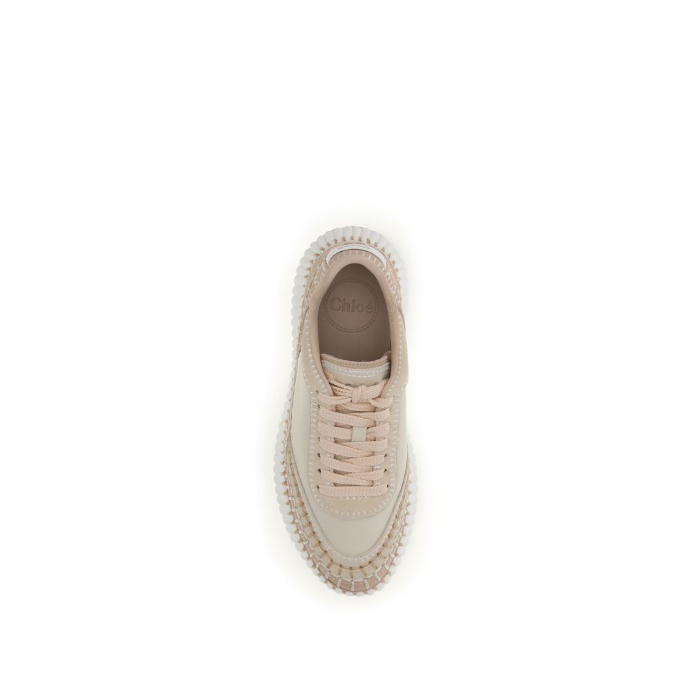 Beige Calf Leather Bos Taurus Chunky Sneakers Chloé