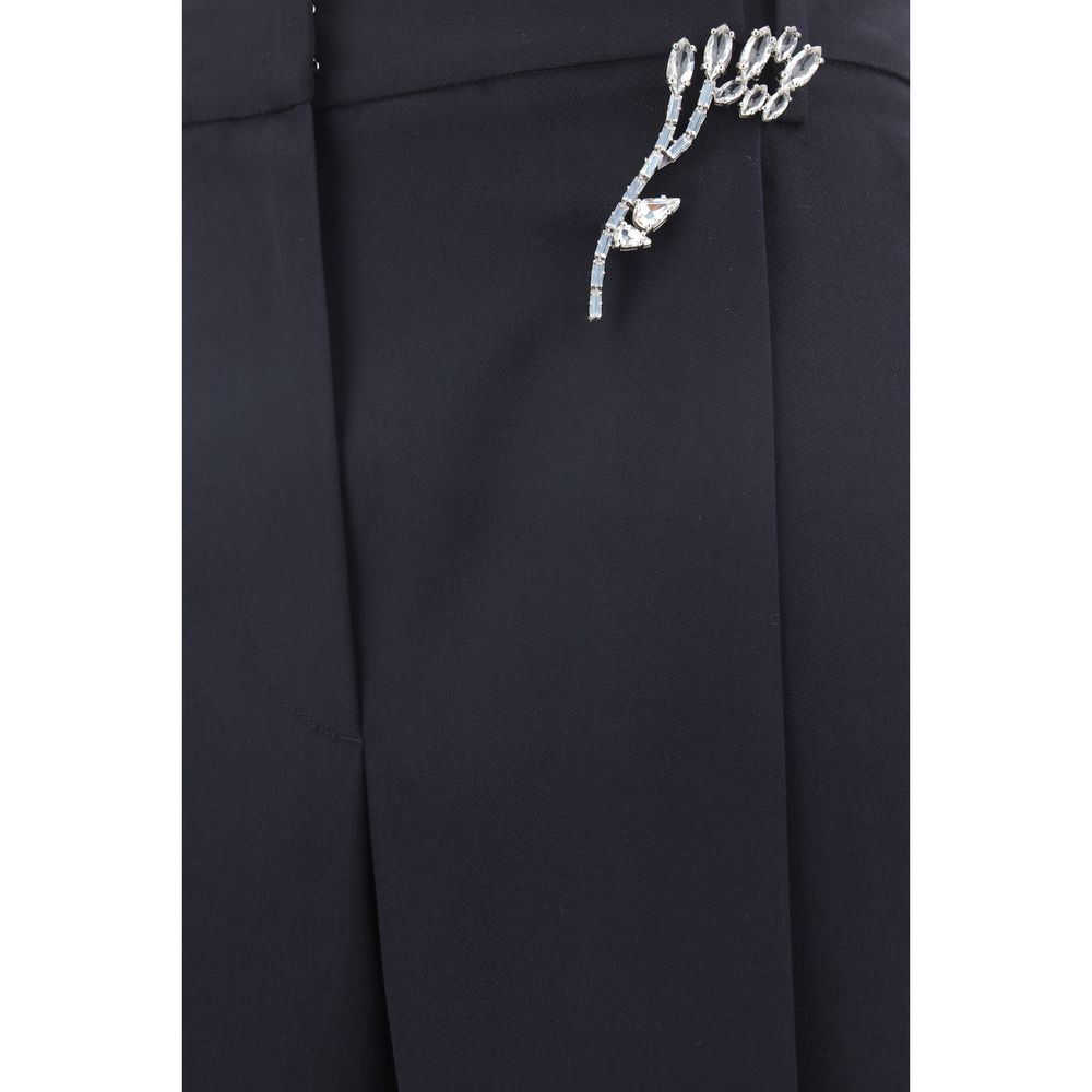 Blue Wool Casual Pants Prada