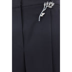 Blue Wool Casual Pants Prada
