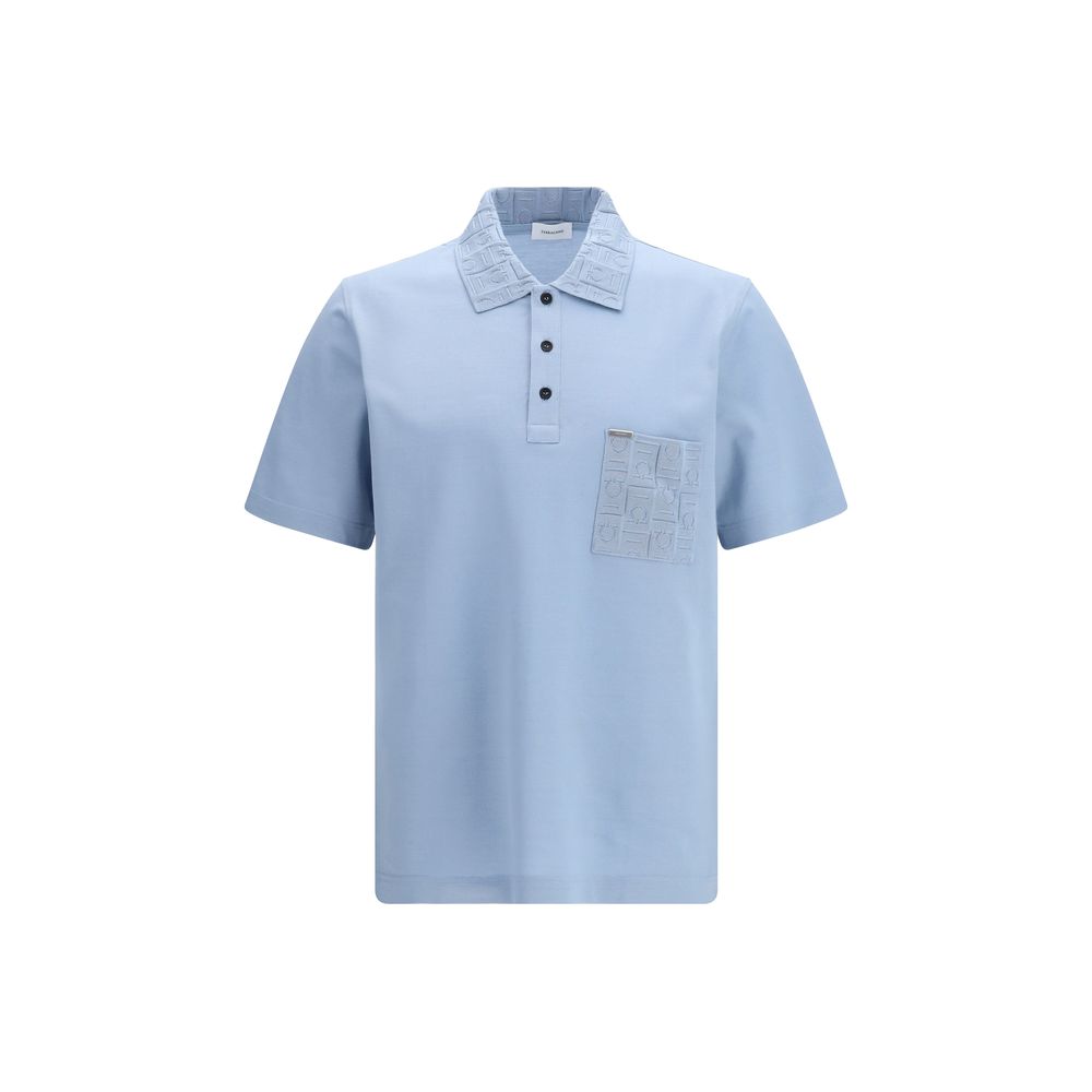Blue Cotton Polo Shirt Ferragamo