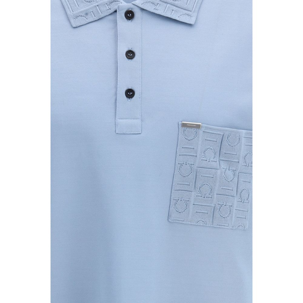 Blue Cotton Polo Shirt Ferragamo