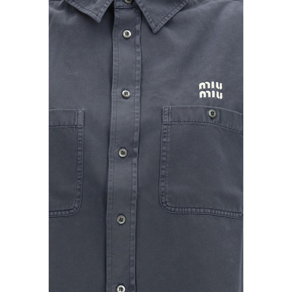 Gray Cotton Dress Shirt Miu Miu